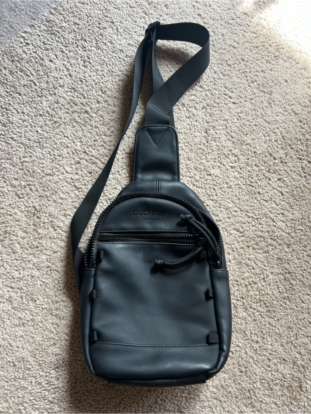 Duchamp Black Leather Sling Bag